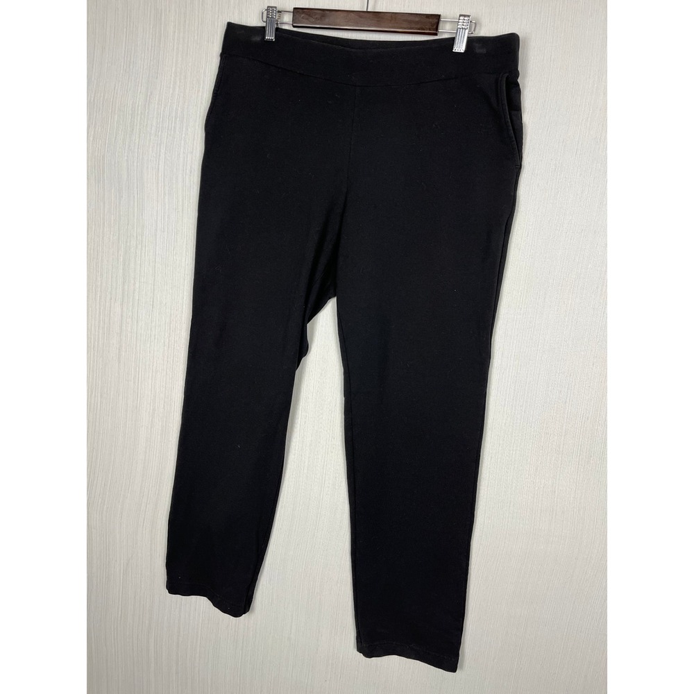 Pure Jill Affinity French Terry Pants Women L PETITE Black Slim Leg Cropped Cozy